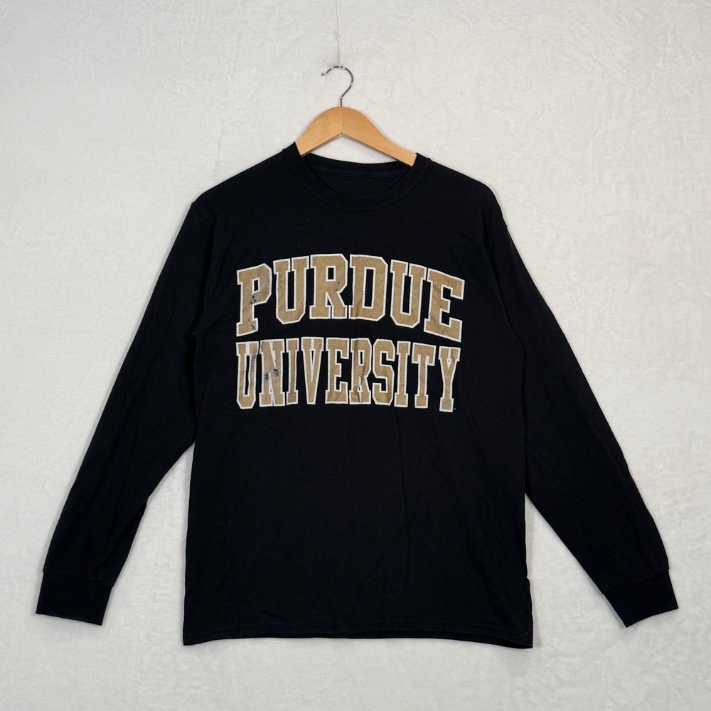 Vintage Black Purdue University Long Sleeve Shirt Size Medium